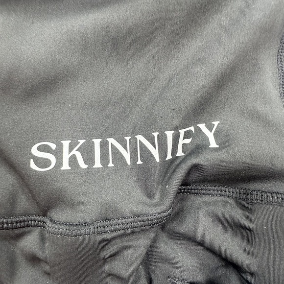 SKINNIFY Leggings Womens Medium Black High Waisted Resistance Band Stretch Pants - Picture 6 of 13